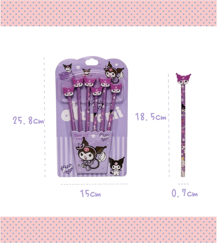 Kuromi/ Melody/ Cinnamoroll HB Pencils Set with Erasers