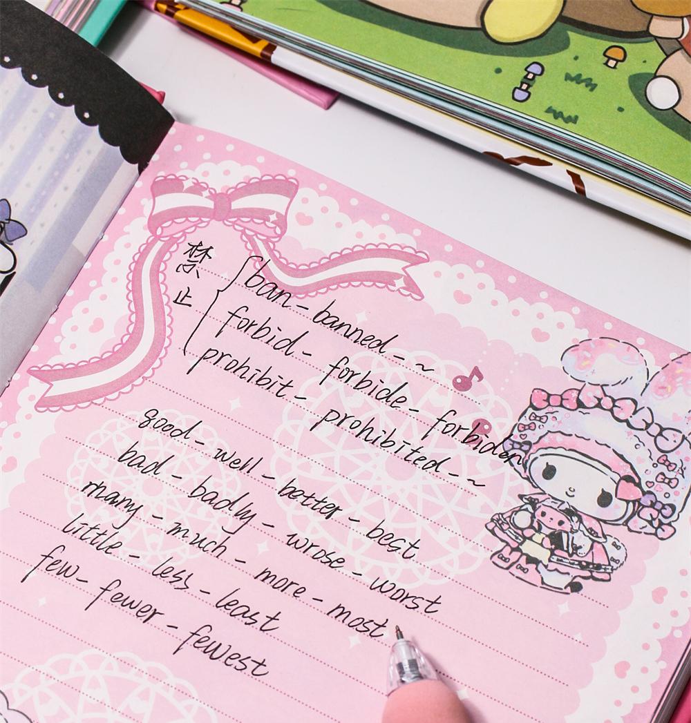 Sanrio A5 Colorful Inner Pages Notebook | 16 Unique Page Styles | 96 Sheets