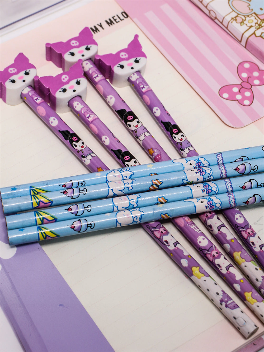 Kuromi/ Melody/ Cinnamoroll HB Pencils Set with Erasers