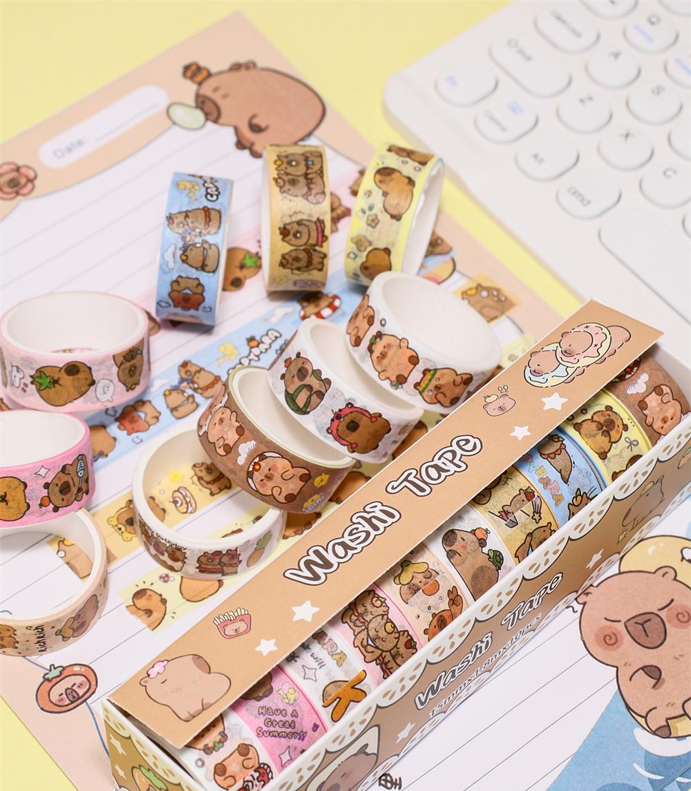 10 Rolls Cute Capybara Washi Tape Set