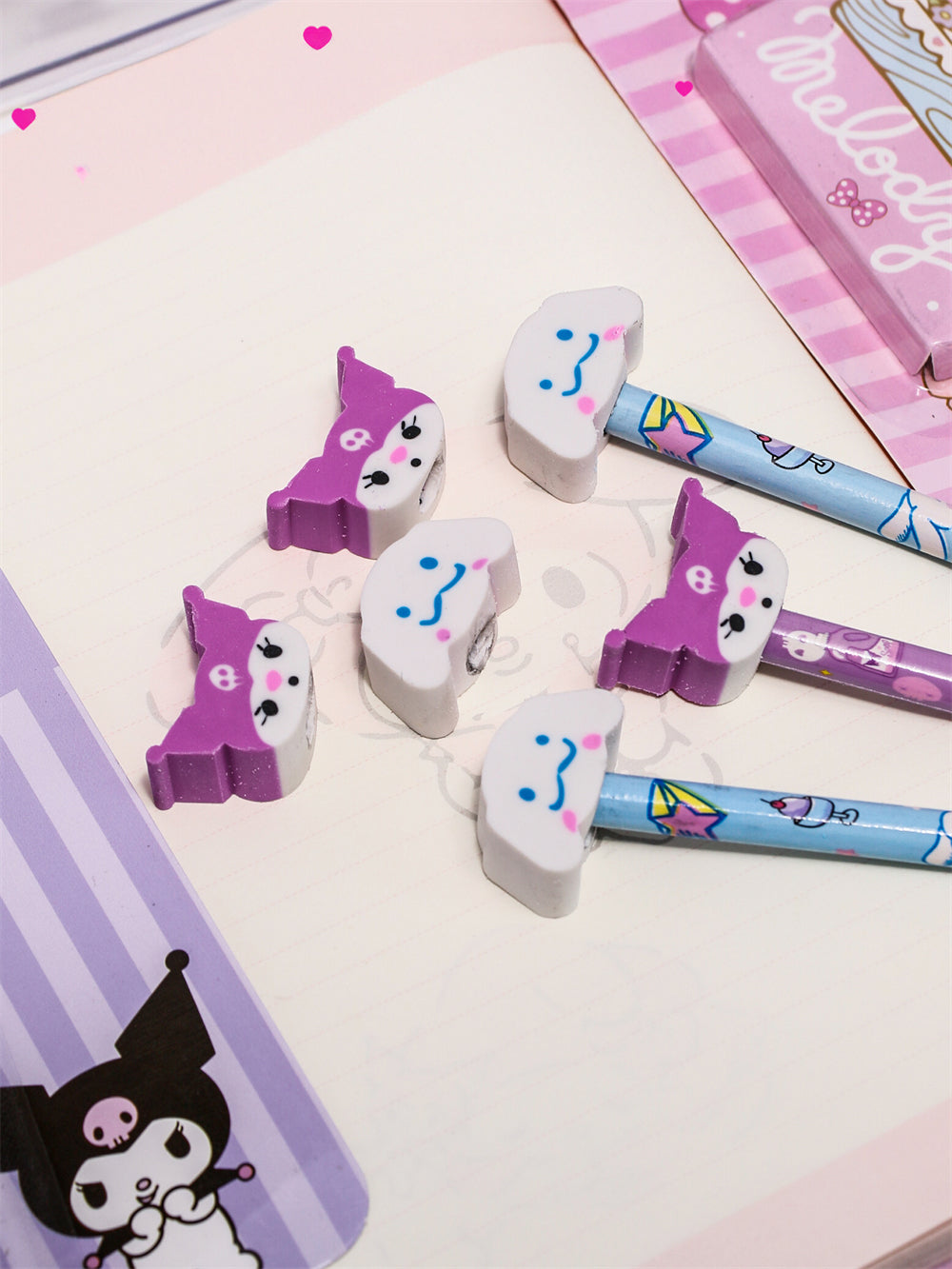 Kuromi/ Melody/ Cinnamoroll HB Pencils Set with Erasers