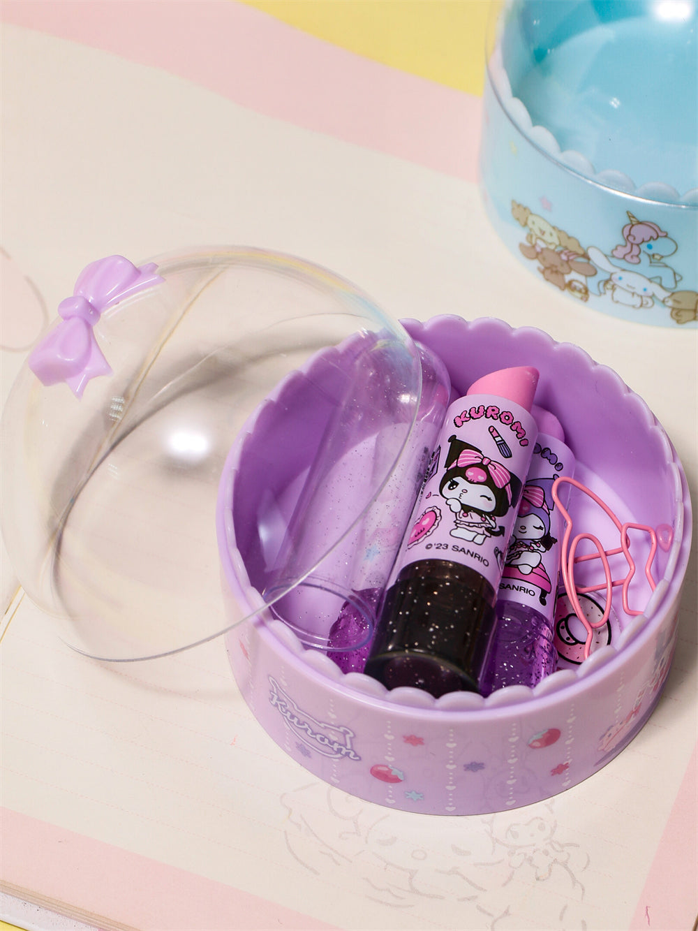 Sanrio Round Transparent Storage Box with Bow Lid