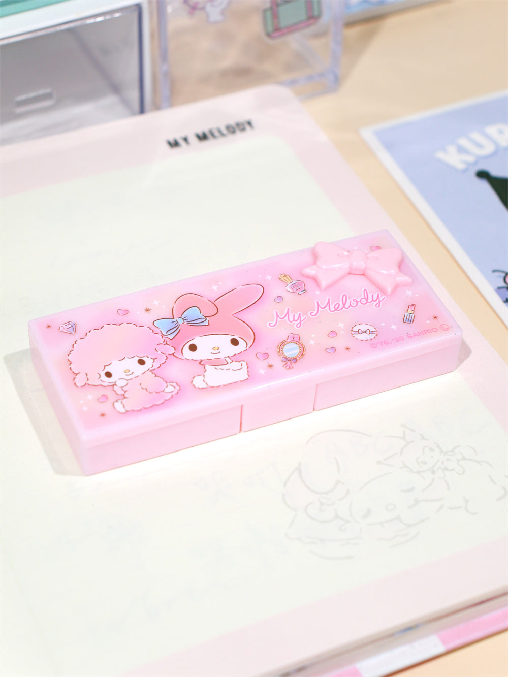 Melody & Kitty 1 Compartments Portable Pink Storage Box