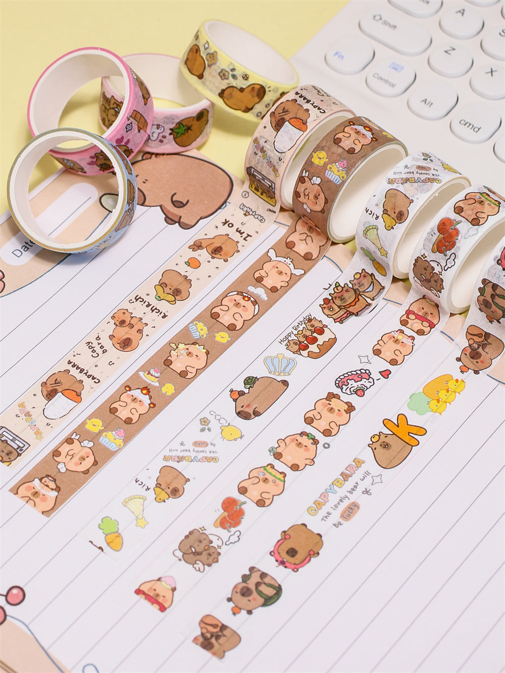 10 Rolls Cute Capybara Washi Tape Set