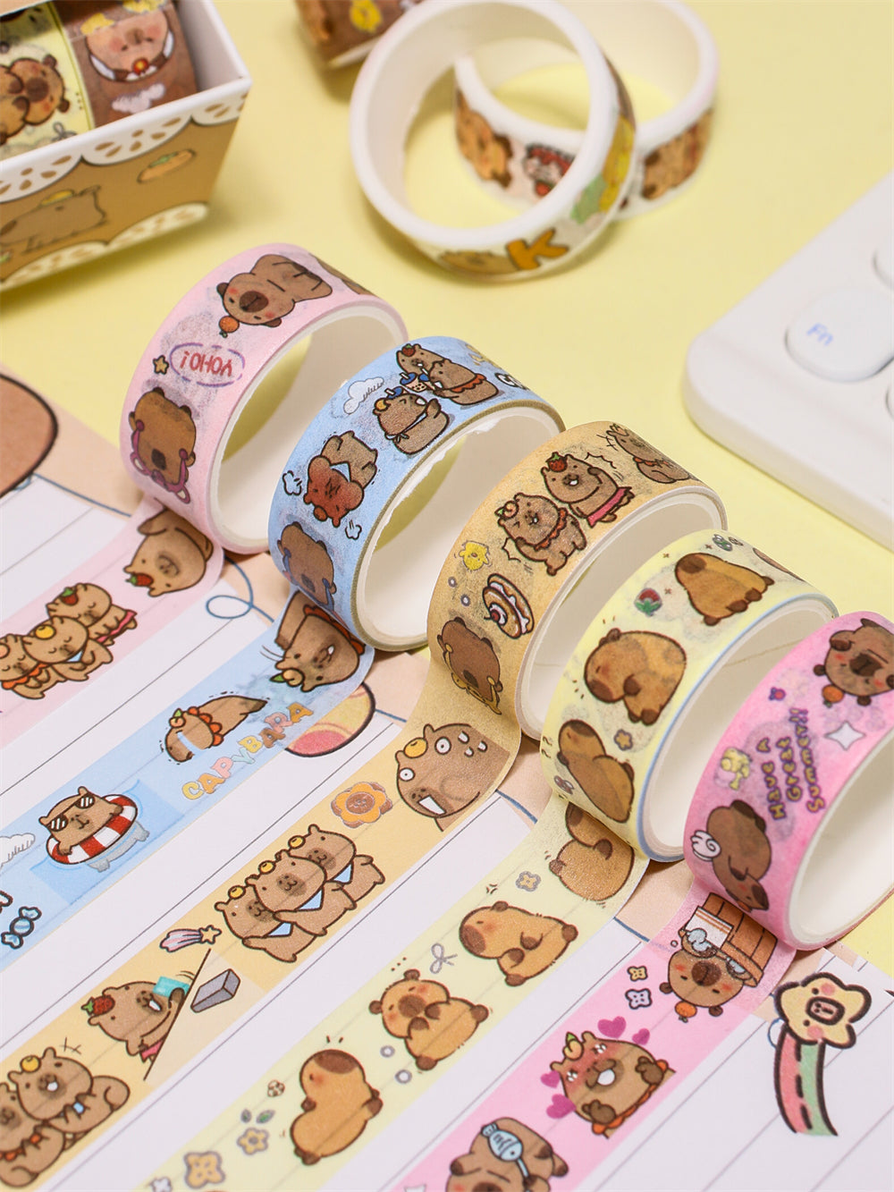 10 Rolls Cute Capybara Washi Tape Set