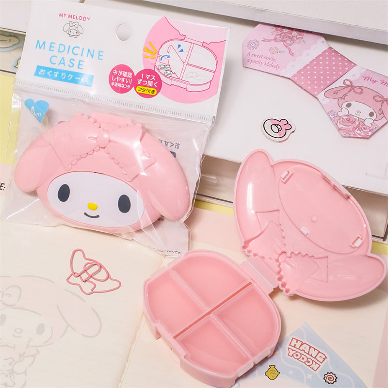Melody & Kitty 4 Compartments Portable Cute Travel Pill Organizer