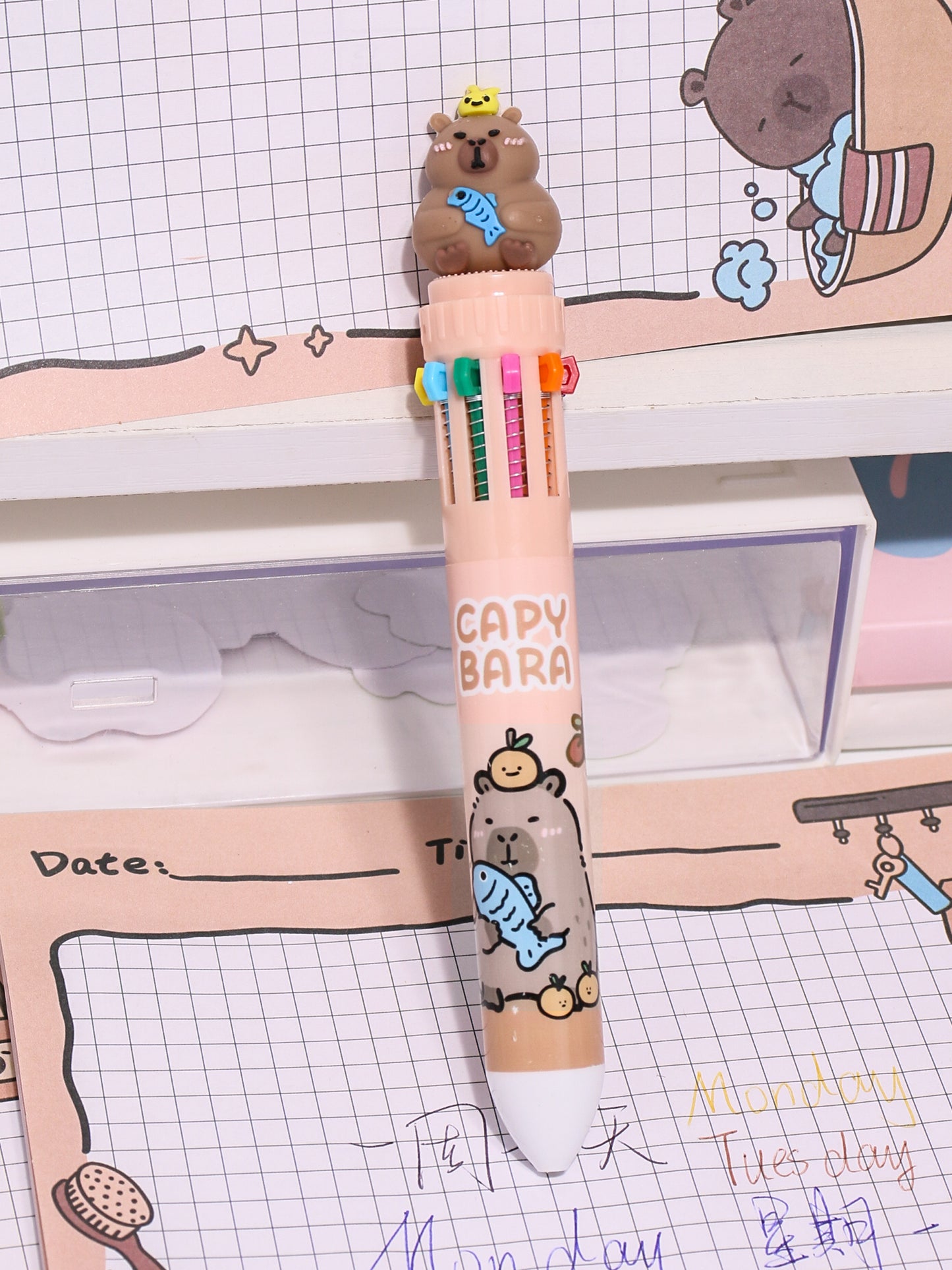 Capybara Cute 10 Color Ballpoint Pen