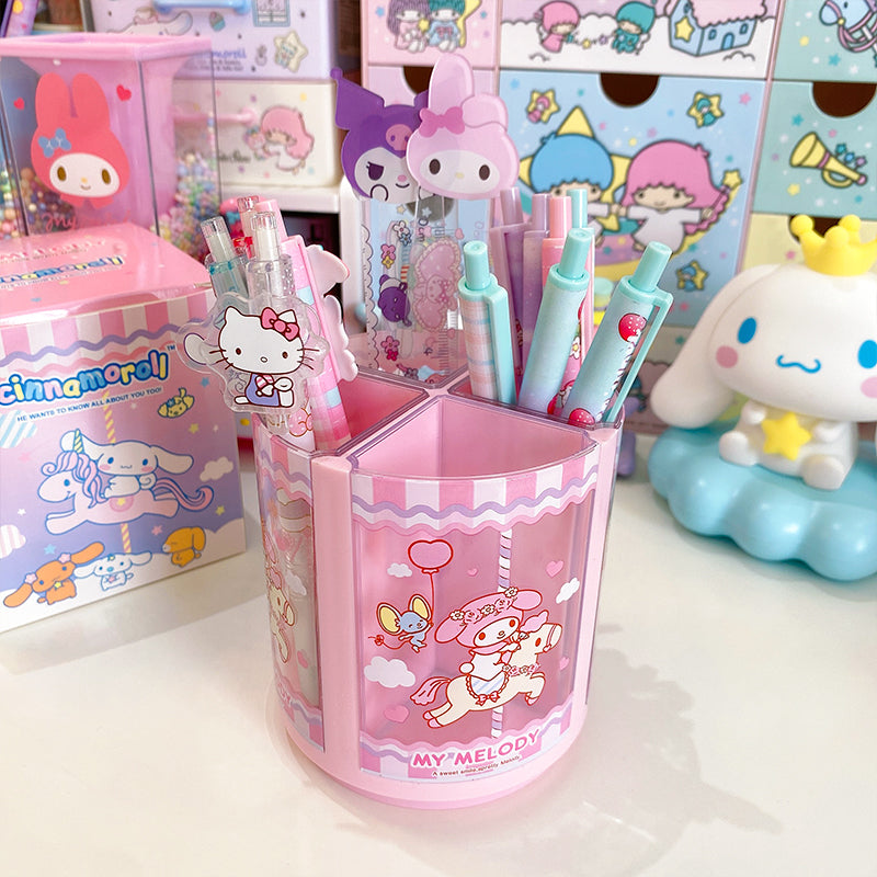 Cinnamoroll/Melody Rotating Desk Organizer with 4 Removable Compartments 360° Spin Design