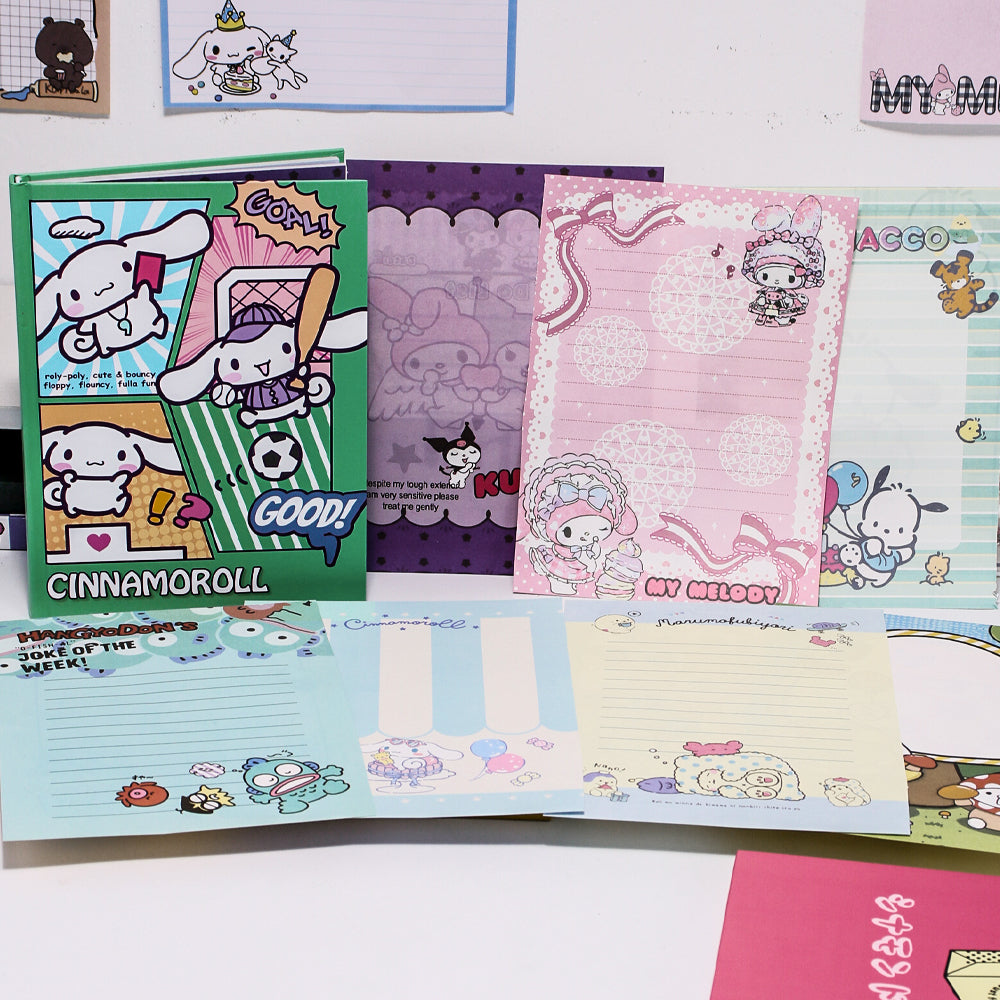 Sanrio A5 Colorful Inner Pages Notebook | 16 Unique Page Styles | 96 Sheets