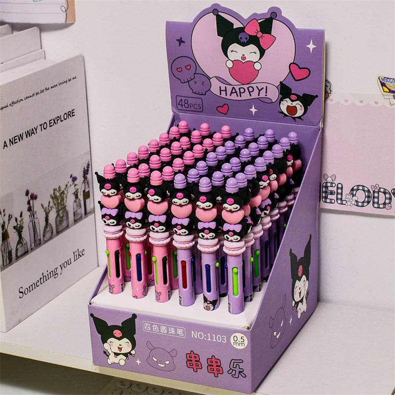 4-Color Chiikawa & Kukumi Ballpoint Pen with Stackable Character Beads
