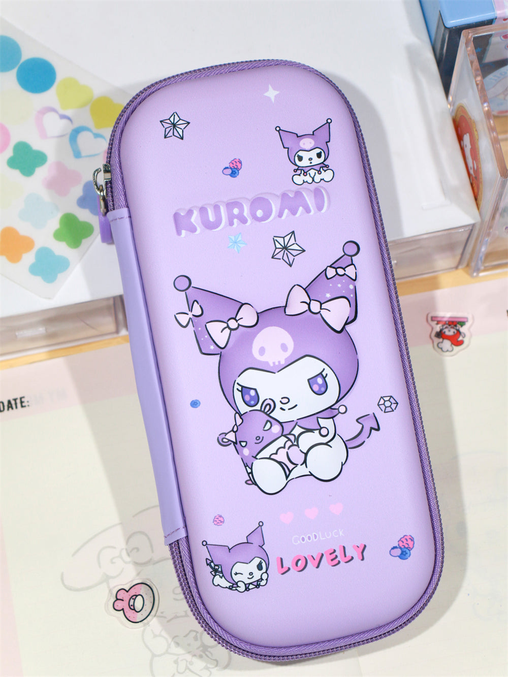 Kawaii PU/Canvas 3D Mehrschichtiges Federmäppchen