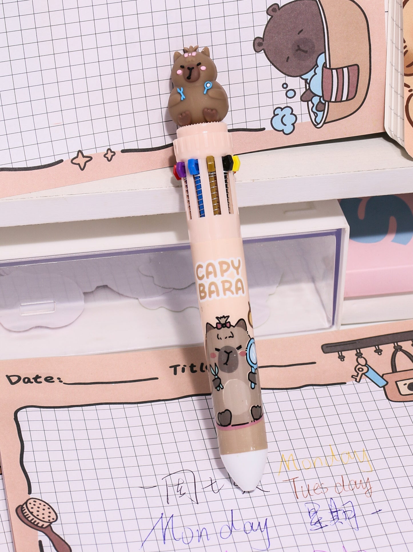 Capybara Cute 10 Color Ballpoint Pen