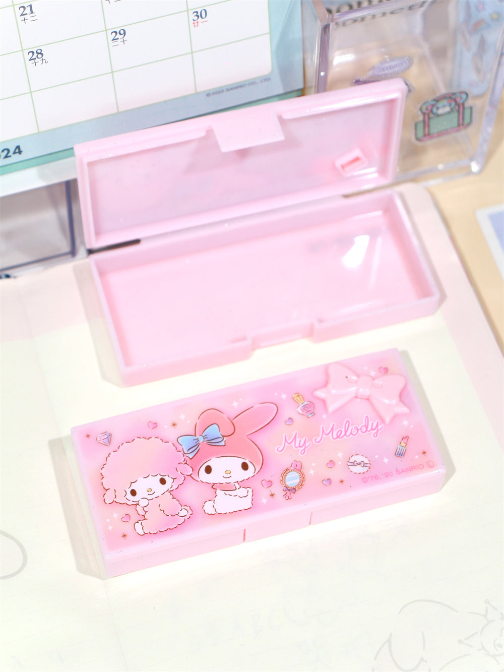 Melody & Kitty 1 Compartments Portable Pink Storage Box