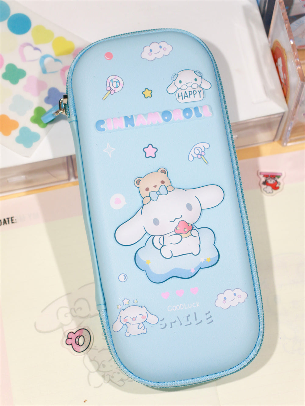 Kawaii PU/Canvas 3D Mehrschichtiges Federmäppchen