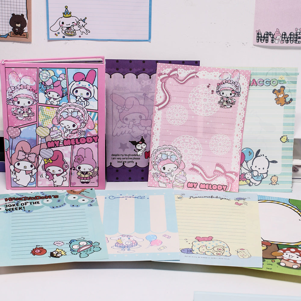 Sanrio A5 Colorful Inner Pages Notebook | 16 Unique Page Styles | 96 Sheets