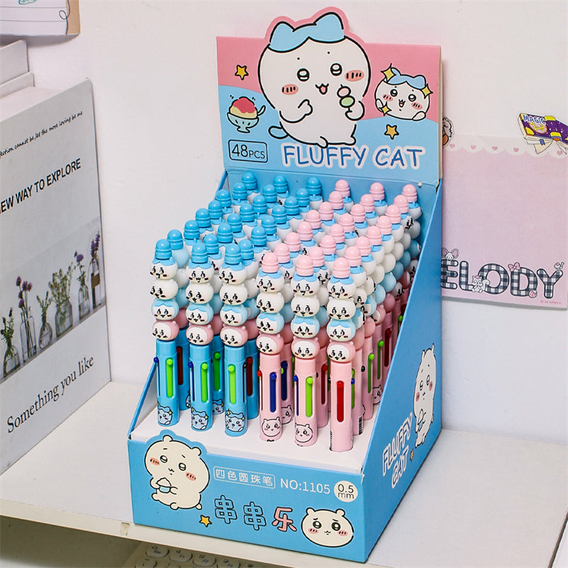 4-Color Chiikawa & Kukumi Ballpoint Pen with Stackable Character Beads
