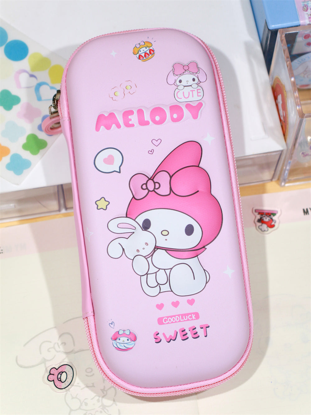 Kawaii PU/Canvas 3D Mehrschichtiges Federmäppchen