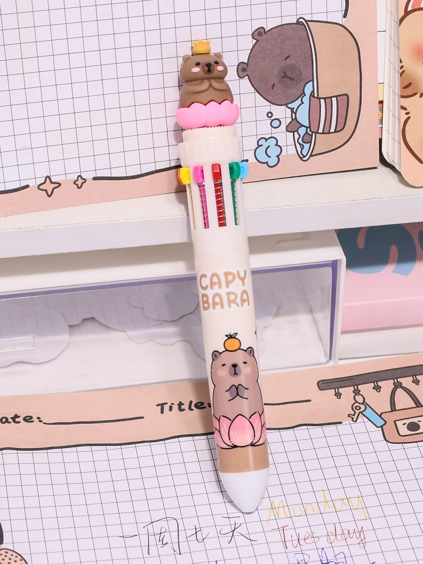 Capybara Cute 10 Color Ballpoint Pen