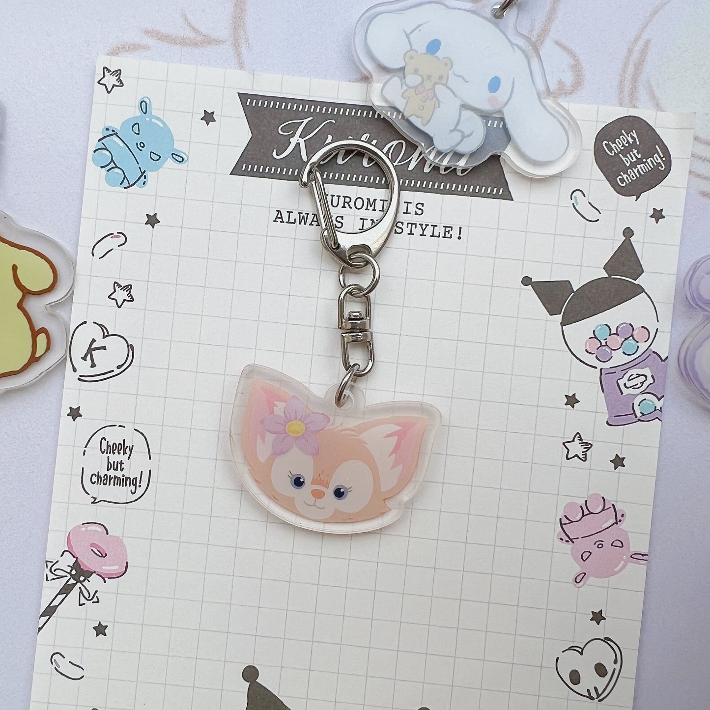 Adorables porte-clés en acrylique double face en forme de D
