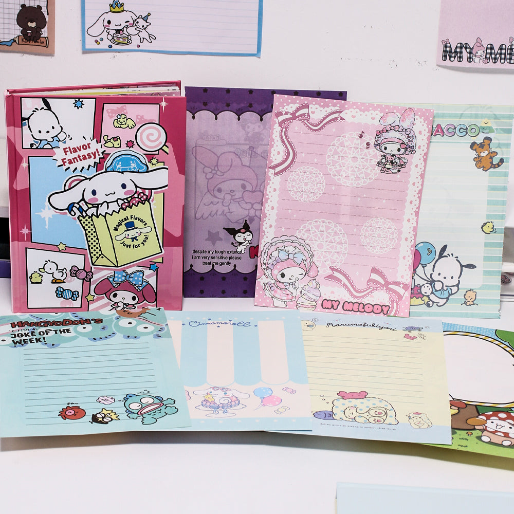 Sanrio A5 Colorful Inner Pages Notebook | 16 Unique Page Styles | 96 Sheets
