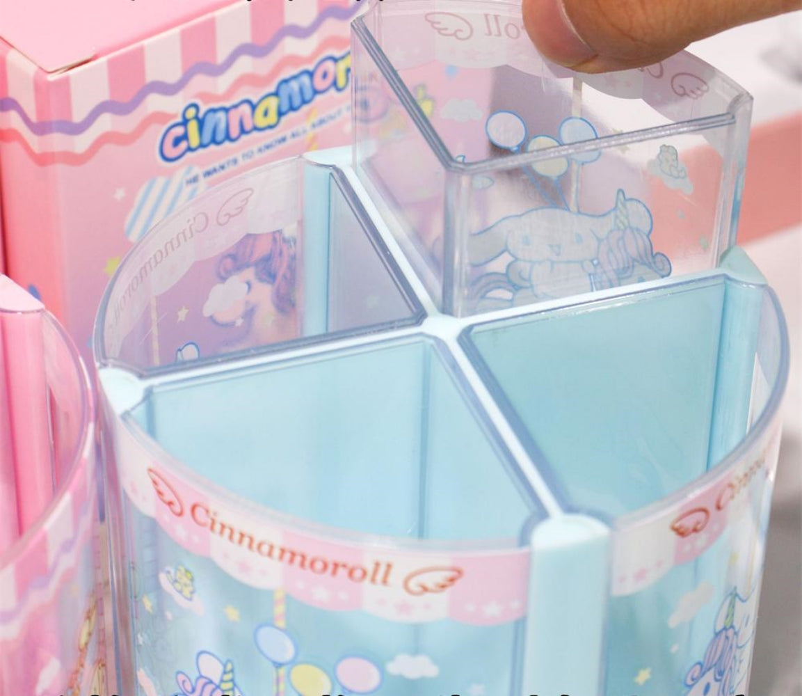 Cinnamoroll/Melody Rotating Desk Organizer with 4 Removable Compartments 360° Spin Design