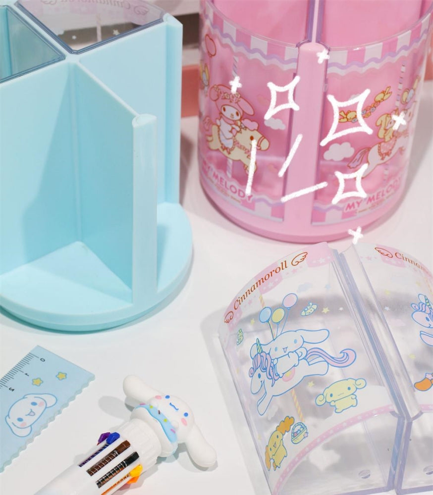 Cinnamoroll/Melody Rotating Desk Organizer with 4 Removable Compartments 360° Spin Design
