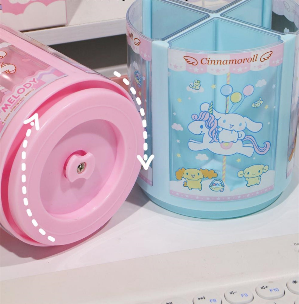 Cinnamoroll/Melody Rotating Desk Organizer with 4 Removable Compartments 360° Spin Design