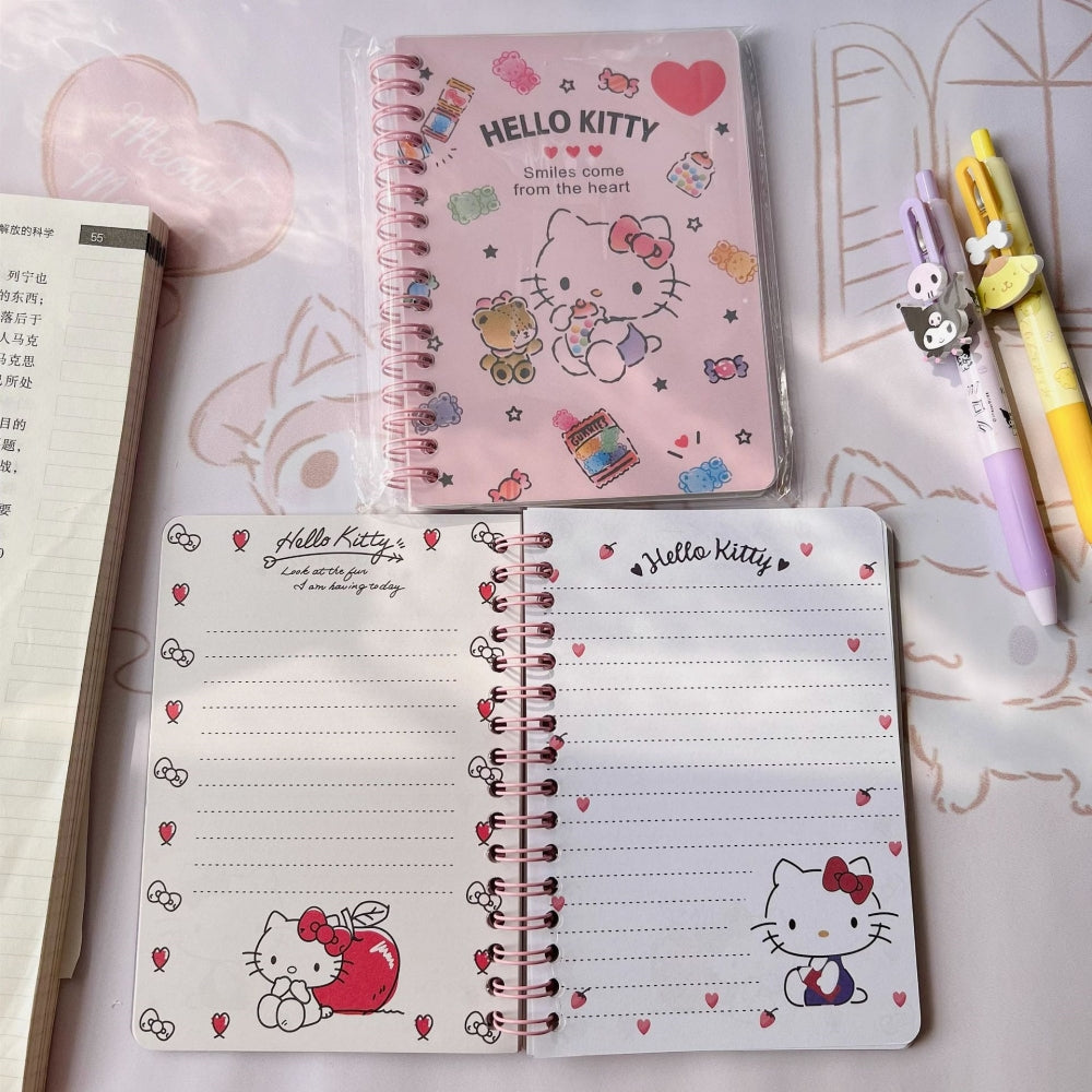 Sanrio A6 Spiral Notebook 60P-Kuromi/Cinna/Melody/Pompom/Pochacco