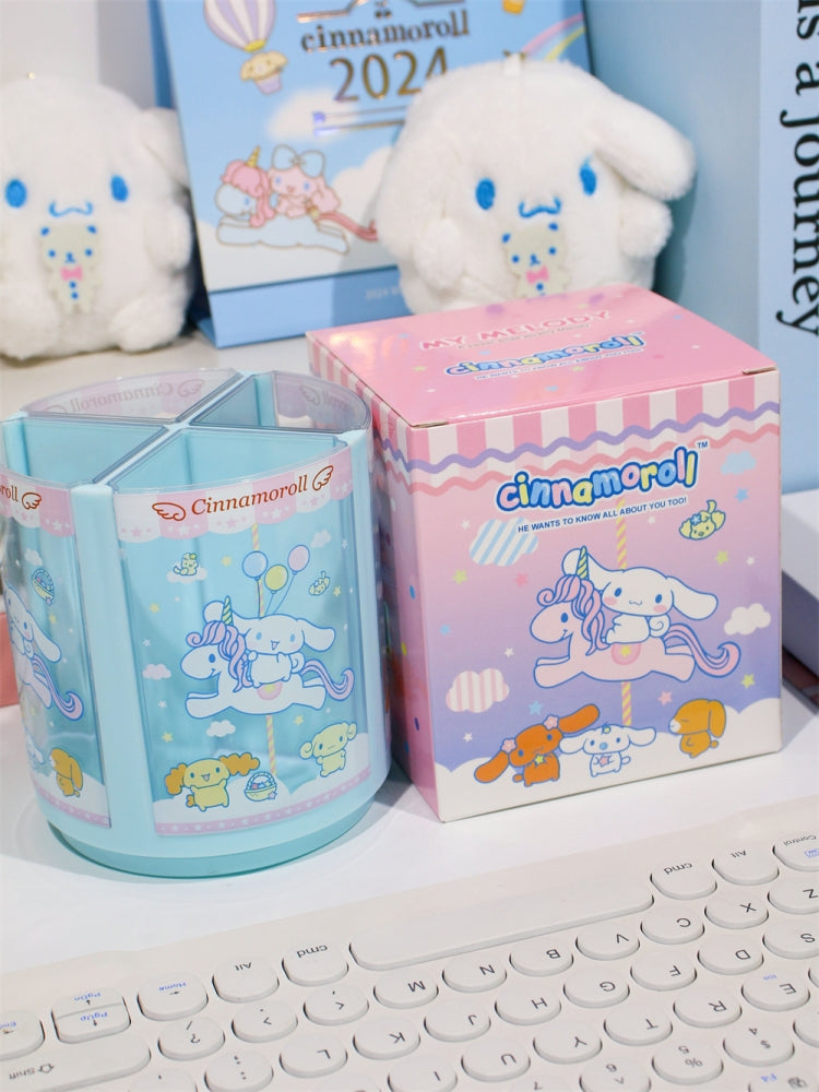 Cinnamoroll/Melody Rotating Desk Organizer with 4 Removable Compartments 360° Spin Design