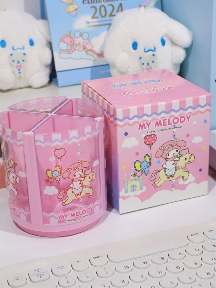 Cinnamoroll/Melody Rotating Desk Organizer with 4 Removable Compartments 360° Spin Design
