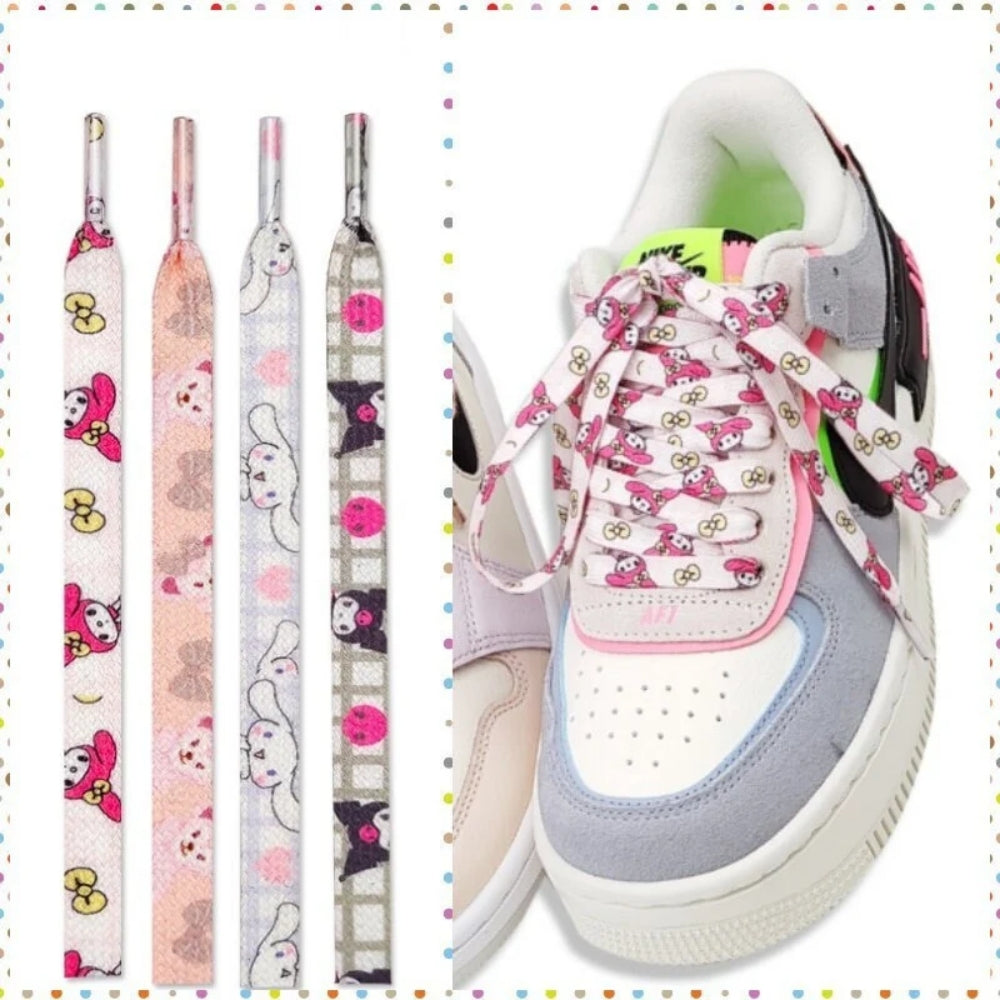 Sanrio Plaid Polyester Printed Shoelaces-Weiweigoods