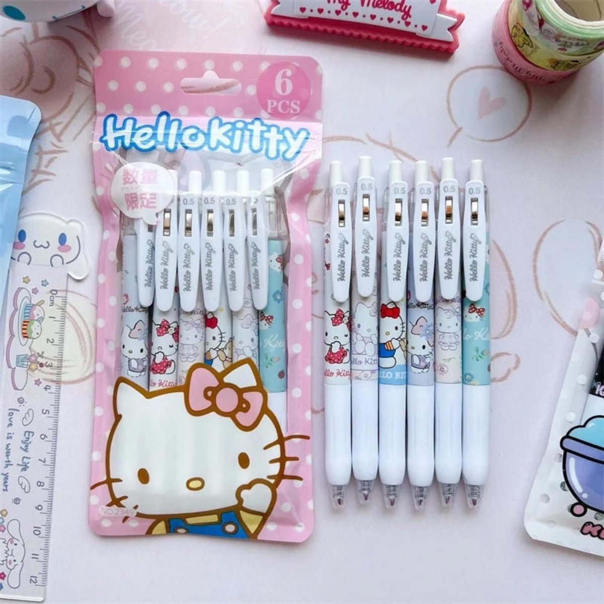 Sanrio Smooth Writing Gelschreiber-Set mit Druckfunktion