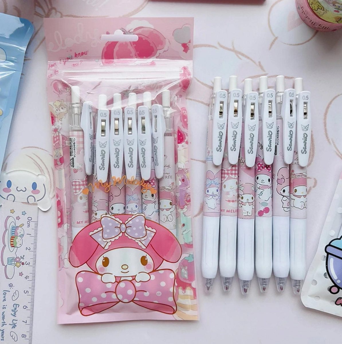 Sanrio Smooth Writing Gelschreiber-Set mit Druckfunktion