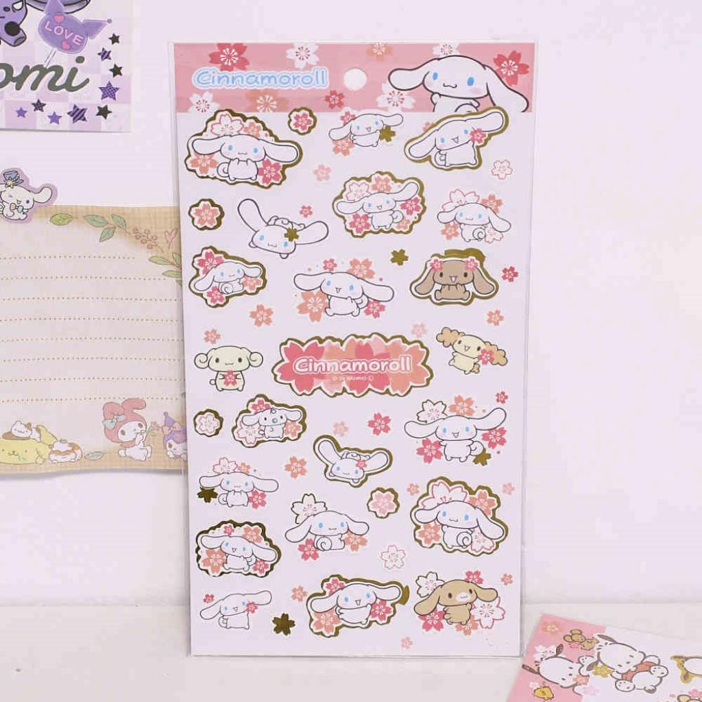 Sanrio Gold-Trimmed Sakura Theme Stickers