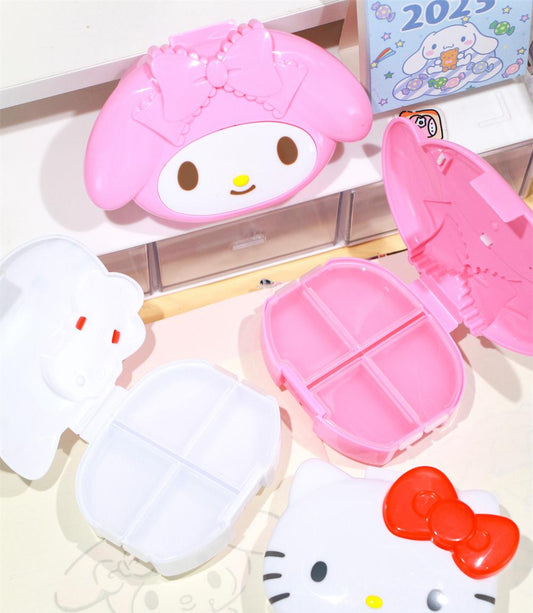 Melody & Kitty 4 Compartments Portable Cute Travel Pill Organizer