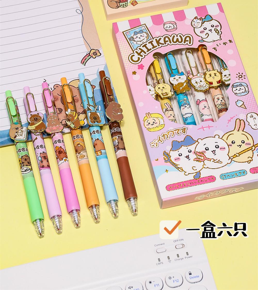 Chiikawa & Capybara Theme 0.5mm Metal Clip Gel Pens