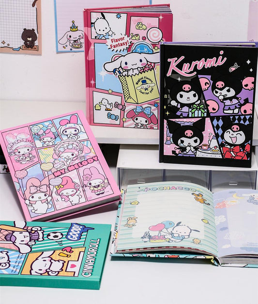Sanrio A5 Colorful Inner Pages Notebook | 16 Unique Page Styles | 96 Sheets