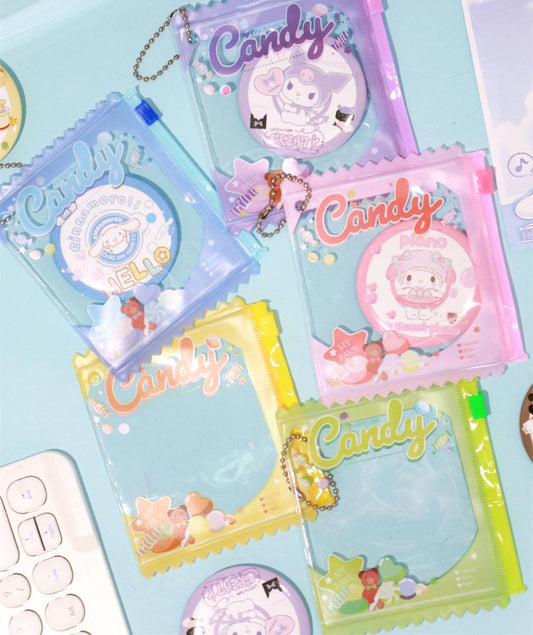  Candy Bag Style PVC Badge Holder with Secure Closure Chain Attached