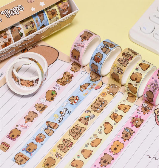 10 Rolls Cute Capybara Washi Tape Set