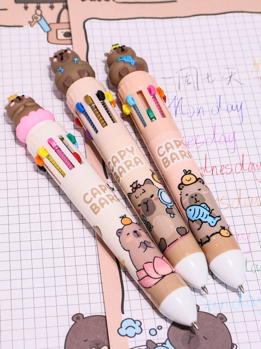 Capybara Cute 10 Color Ballpoint Pen