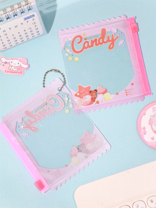  Candy Bag Style PVC Badge Holder with Secure Closure Chain Attached