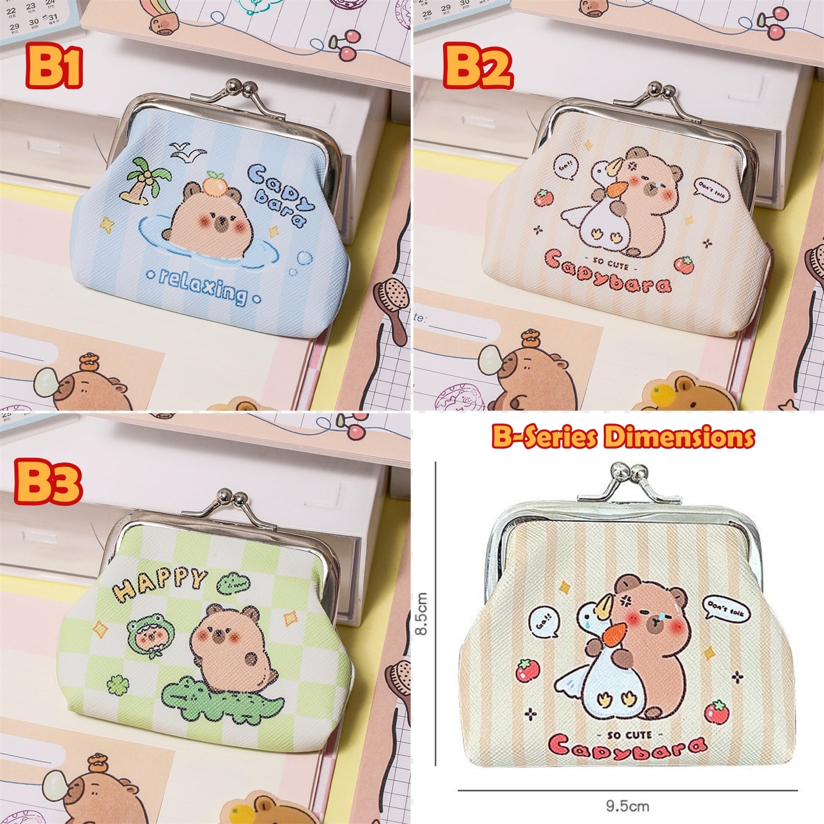 Cute Capybara PU Coin Purse  | Mini Earphone Case | Keychain Pouch 