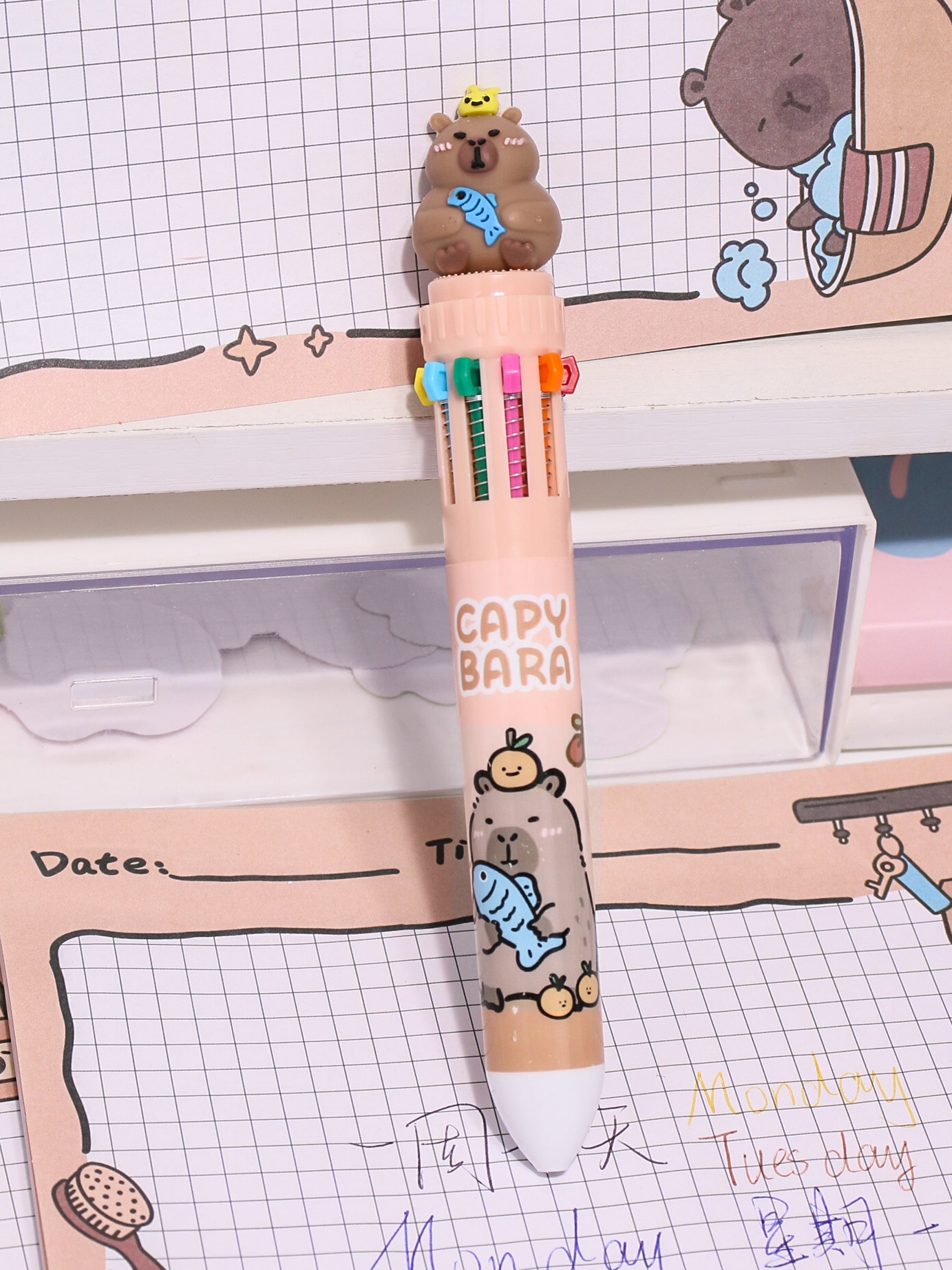 Capybara Cute 10 Color Ballpoint Pen