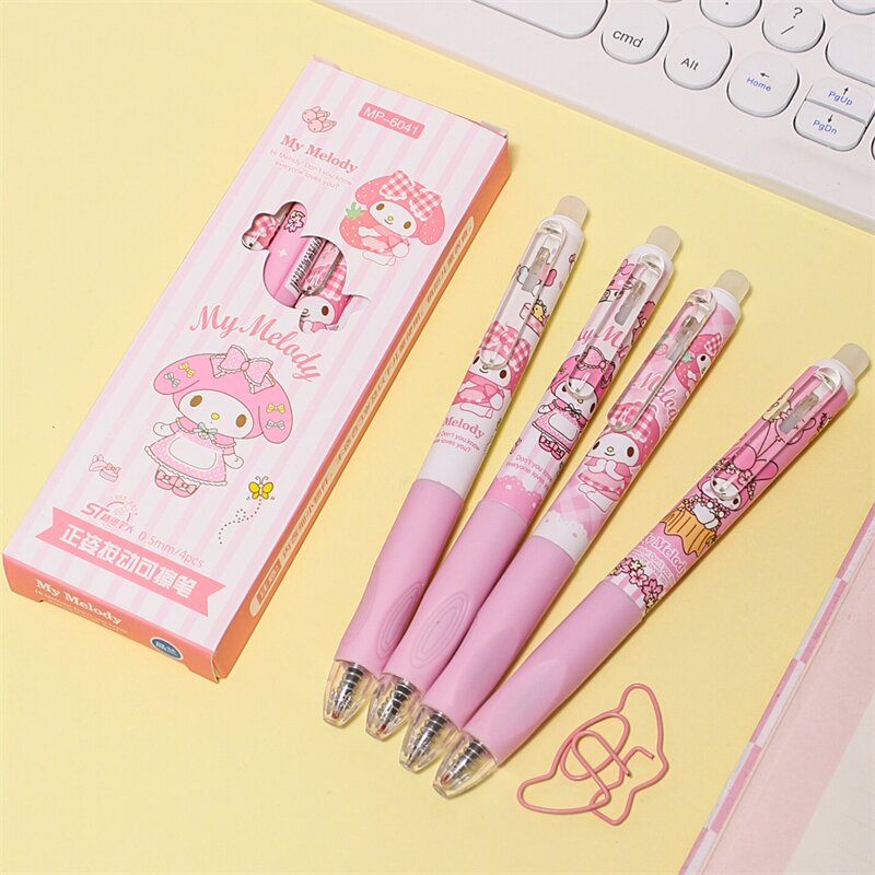 My Melody &amp; Capybara löschbarer blauer und schwarzer Gelstift, 4 Stück/Packung