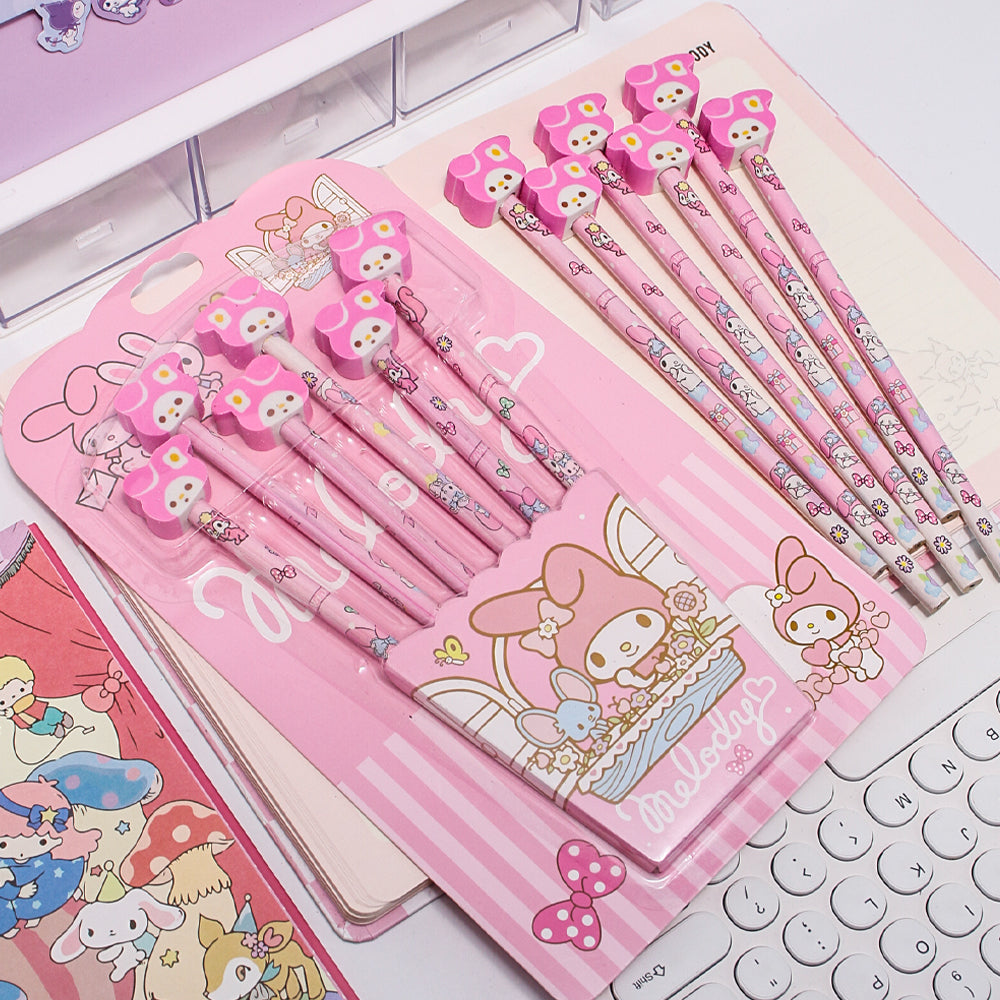 Kuromi/ Melody/ Cinnamoroll HB Pencils Set with Erasers 