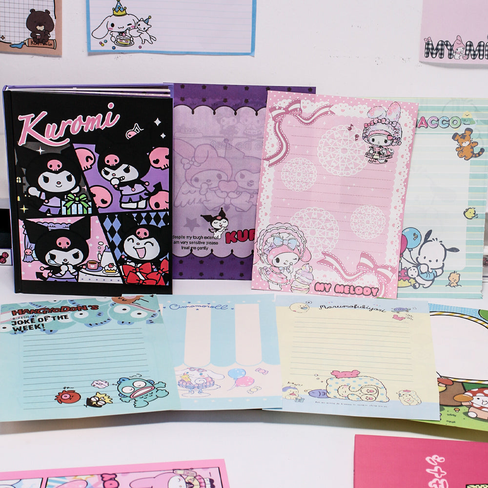 Sanrio A5 Colorful Inner Pages Notebook | 16 Unique Page Styles | 96 Sheets