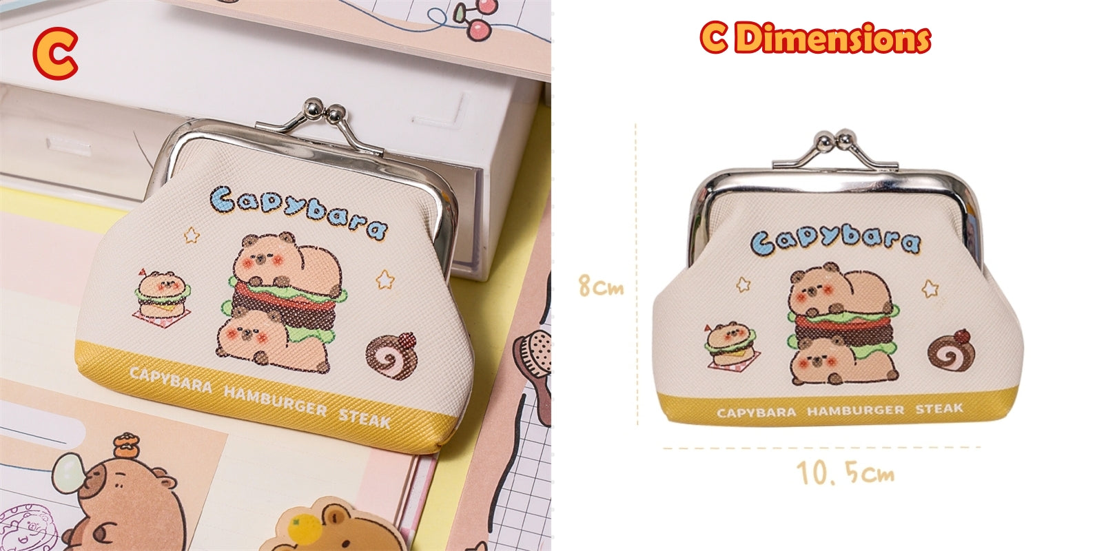 Cute Capybara PU Coin Purse  | Mini Earphone Case | Keychain Pouch 