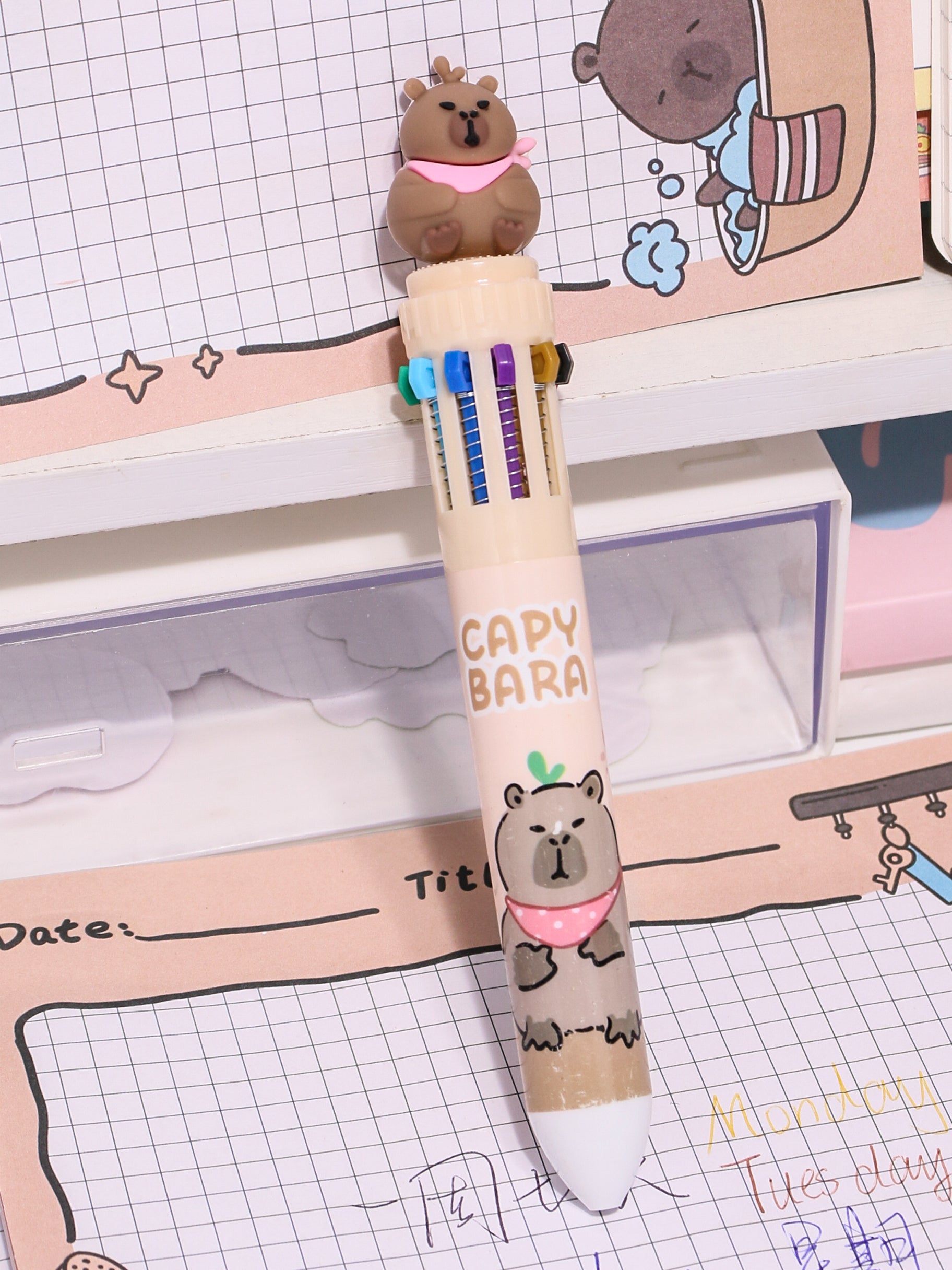 Capybara Cute 10 Color Ballpoint Pen