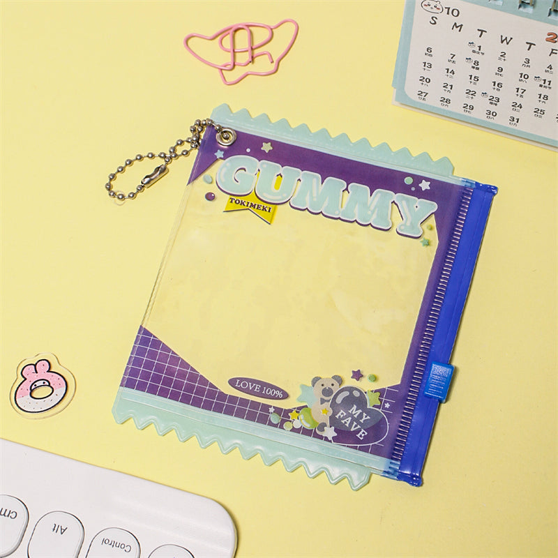 Cute Candy Bag PVC Badge Holder with Chain & Secure Zip