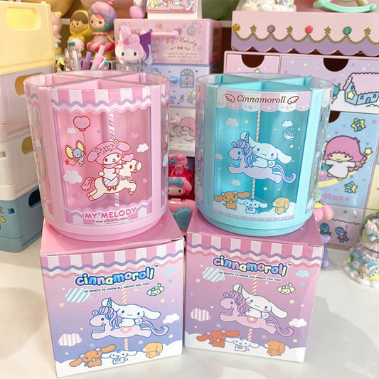 Cinnamoroll/Melody Rotating Desk Organizer with 4 Removable Compartments 360°  Spin Design